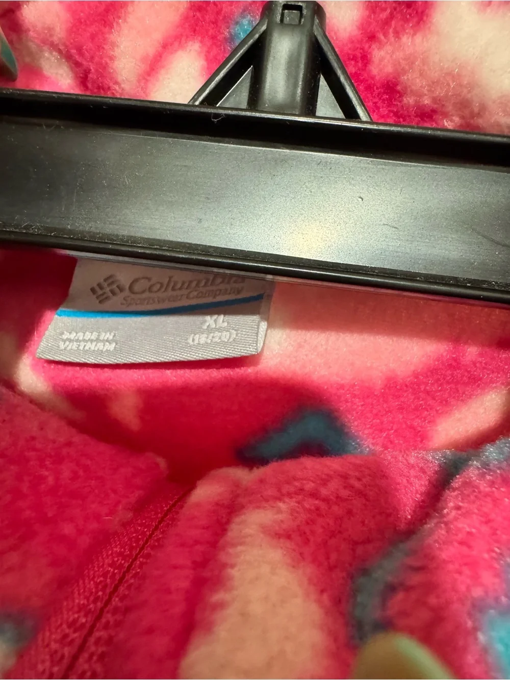 Columbia Pink and Teal Patterned Fleece Jacket